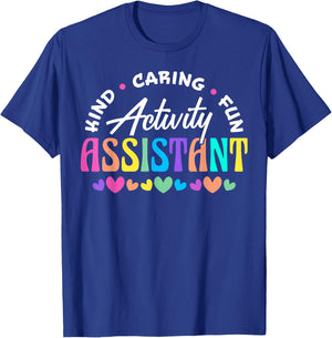 Activity Assistant Appreciation Designs -Adults Black Cotton 65% Polyester 35% Short Sleeve Small T-Shirt - T-Shirt | Royal
