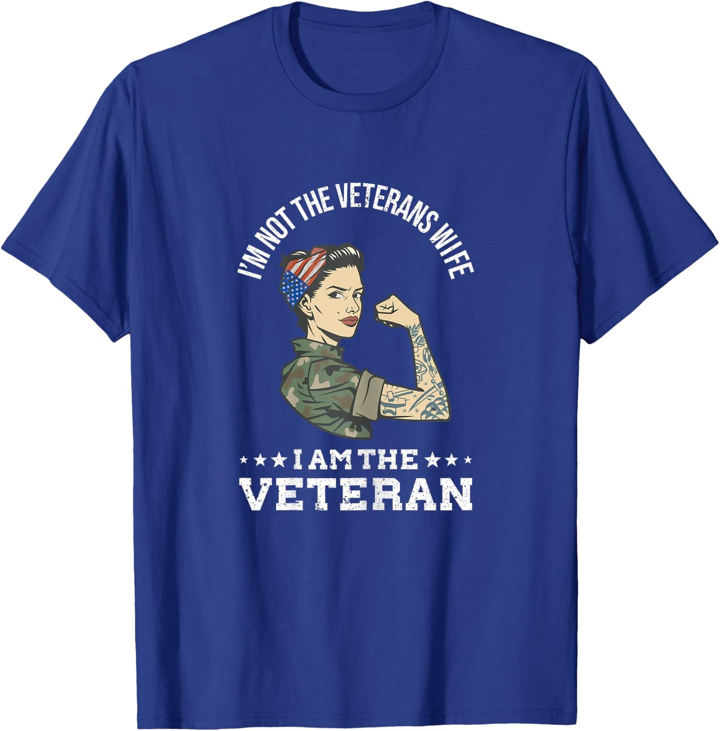 American Army Veteran Design, Military Flag for Veteran T-Shirt - T-Shirt | Royal