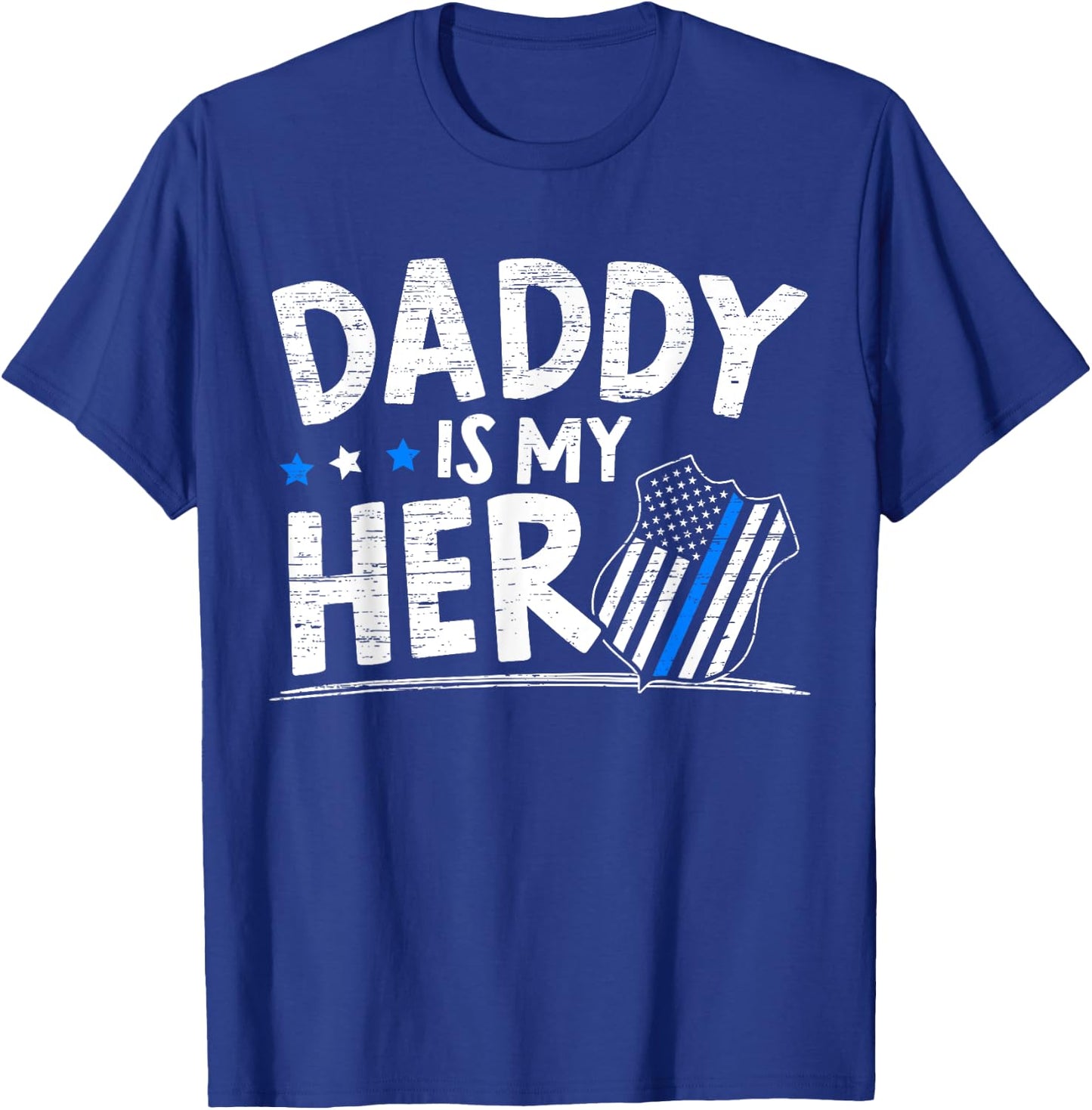 Daddy Is My Hero Kids Police Thin Blue Line Law Enforcement T-Shirt - T-Shirt | Royal