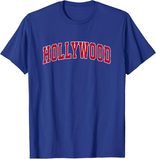 Hollywood California CA Vintage Sports Design Red Design T-Shirt - T-Shirt | Royal