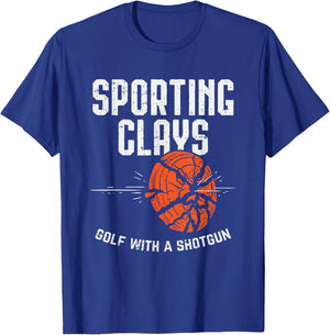 Sporting Clays Golf With A Shotgun for Clay Shooting T-Shirt - T-Shirt | Royal