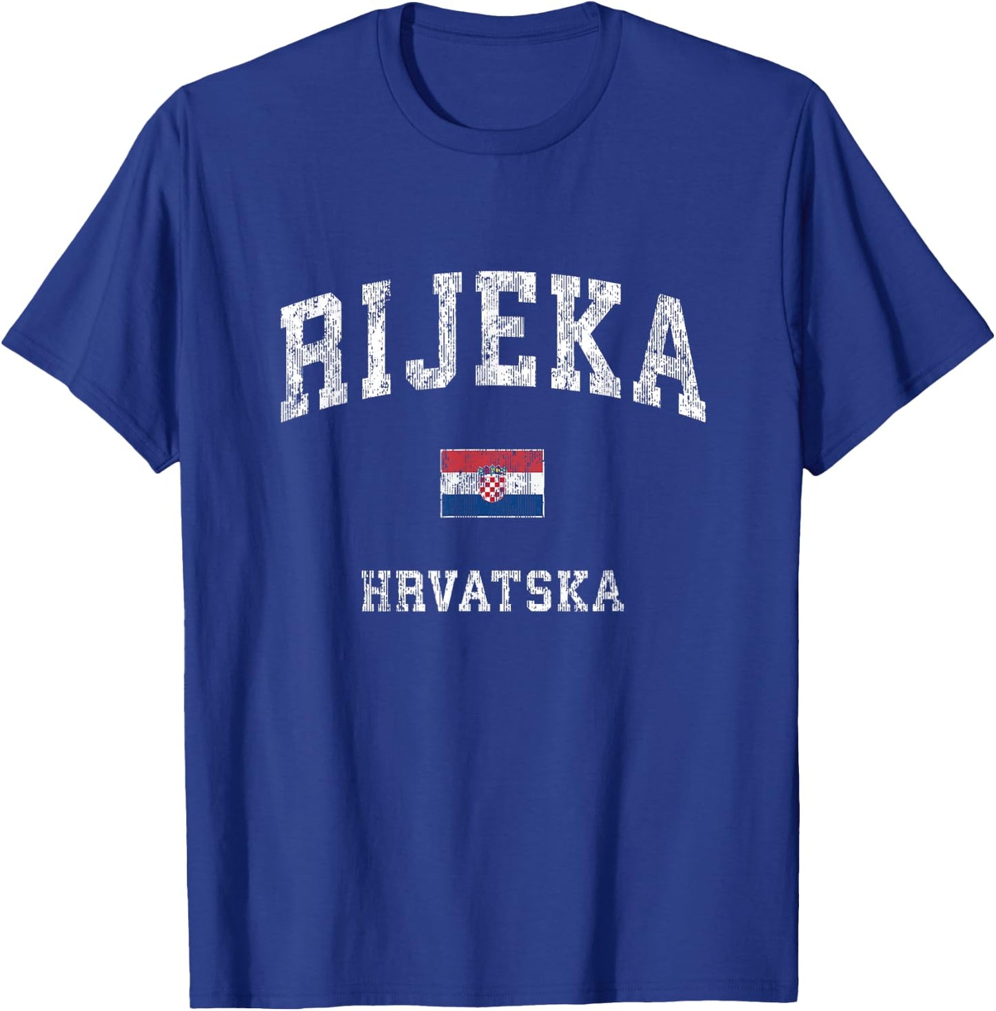 Rijeka Croatia Hrvatska Vintage Athletic Sports Design T-Shirt - T-Shirt | Royal