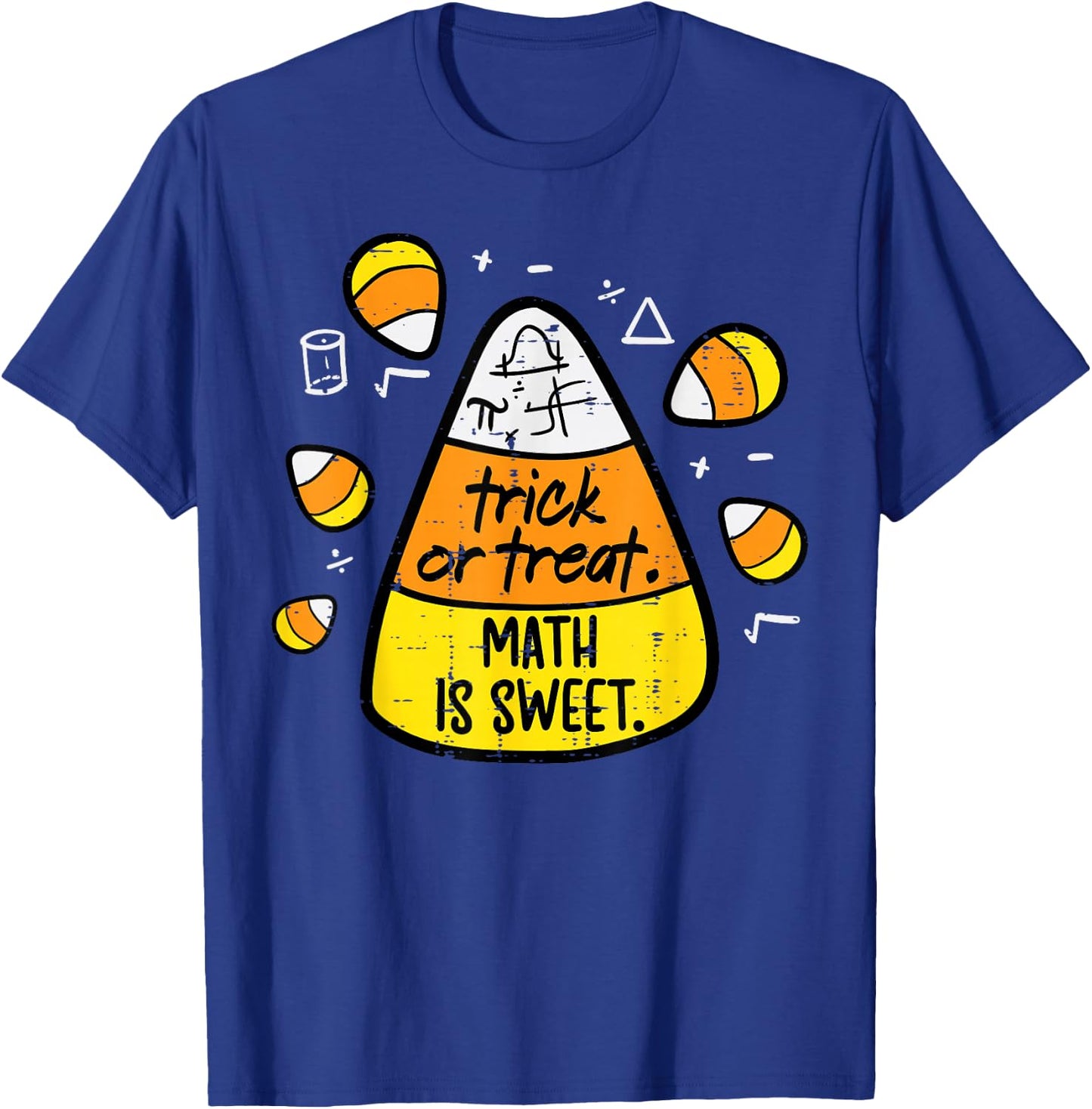 Trick Or Treat Math Sweet Candy Corn Costume Men Women Kids T-Shirt - T-Shirt | Royal