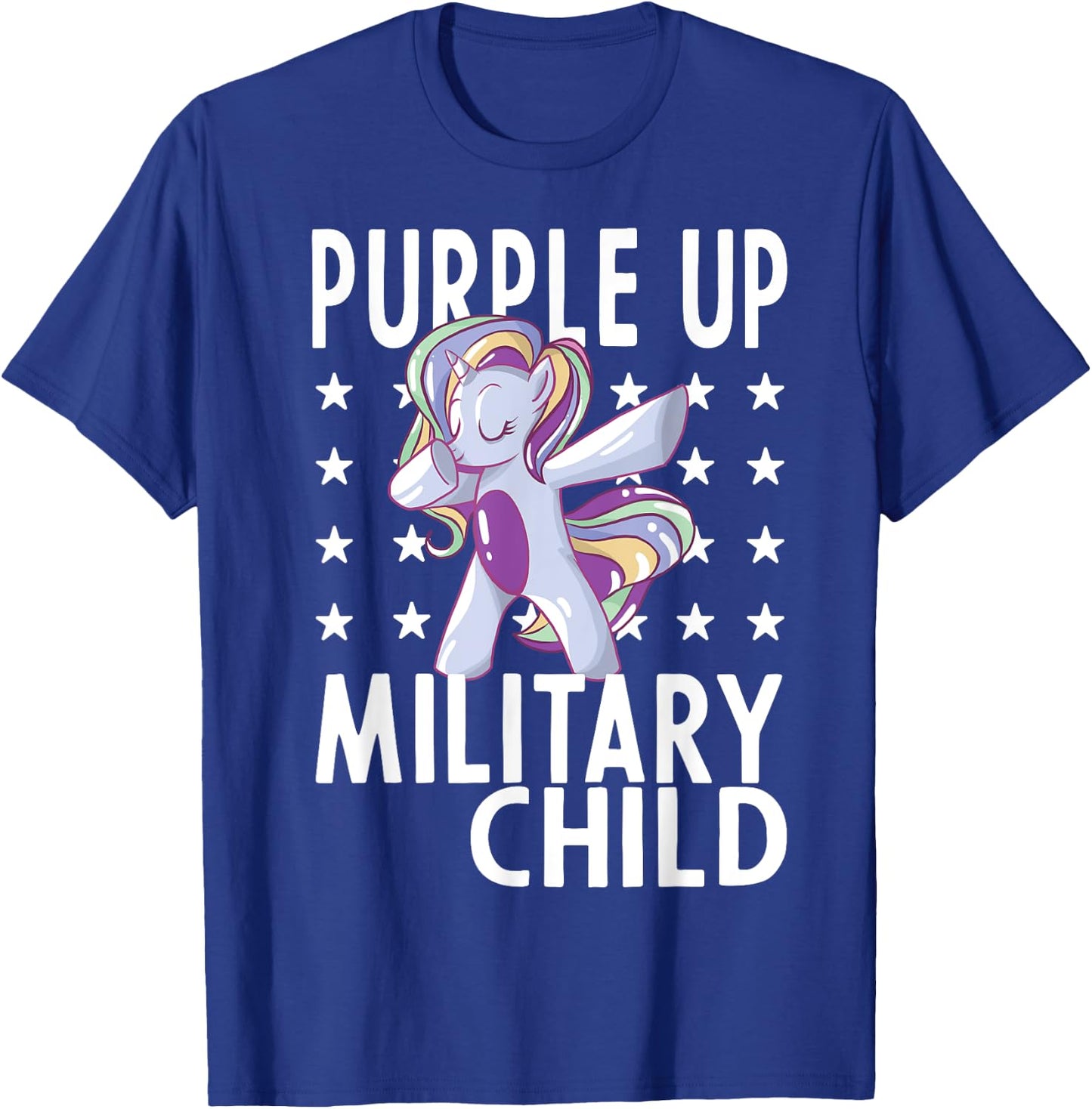 Awareness Month Purple Up Military Child 2023 Unicorn Kids T-Shirt - T-Shirt | Royal