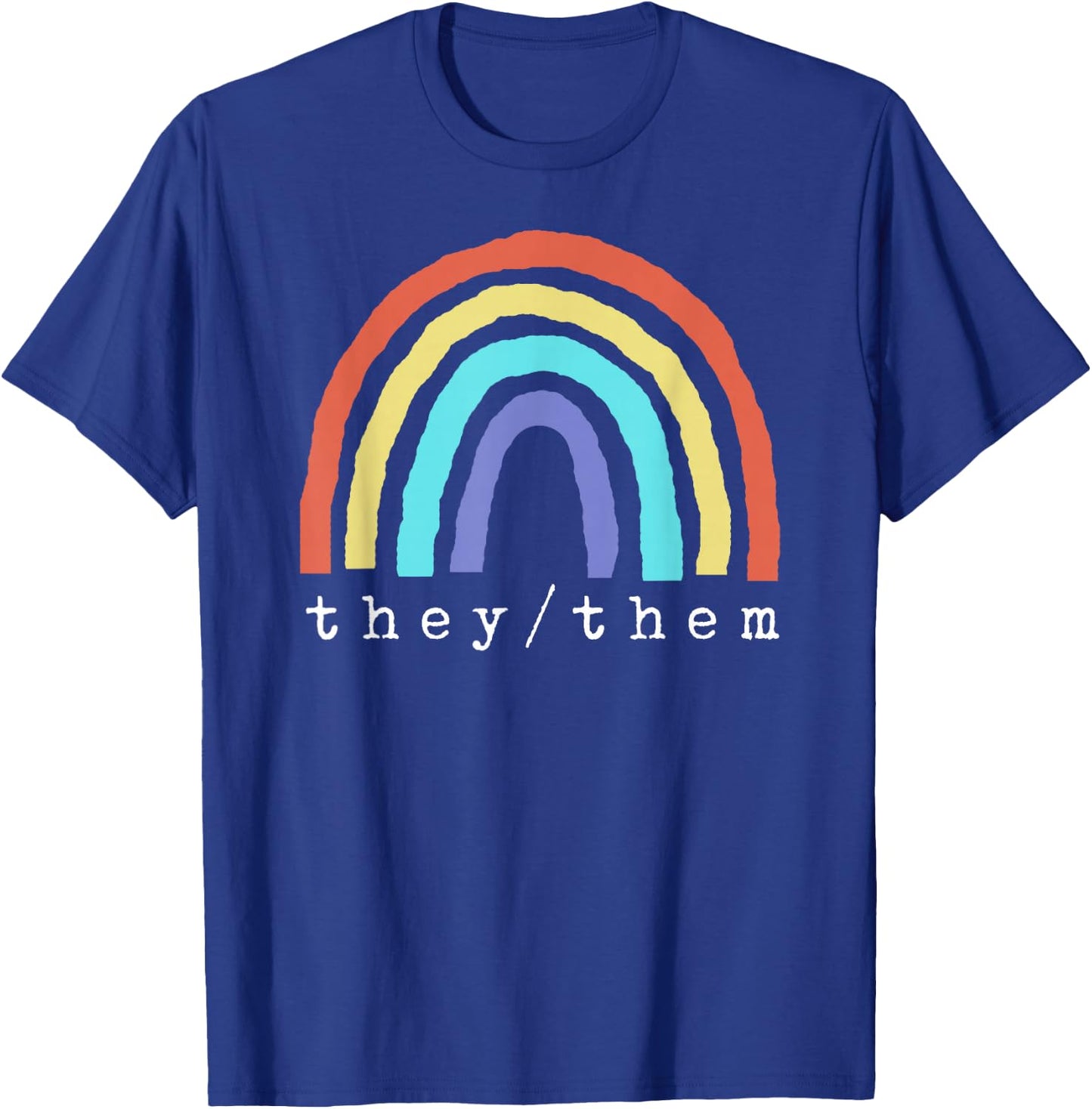Boho Rainbow Pronouns They Them Pride LBGTQIA T-Shirt - T-Shirt | Royal
