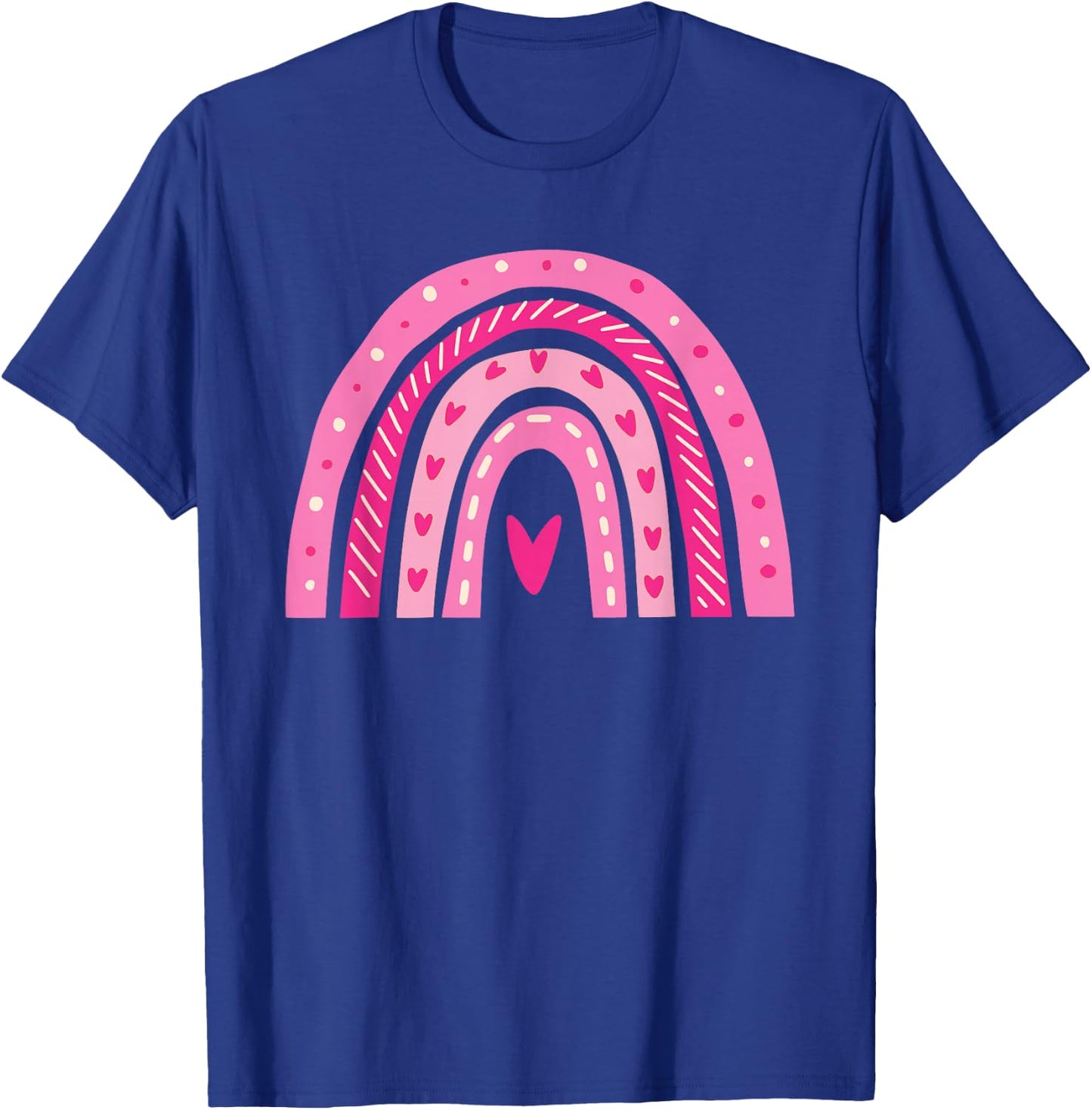 Cute Heart Rainbow Valentines Day Teacher Girls T-Shirt - T-Shirt | Royal