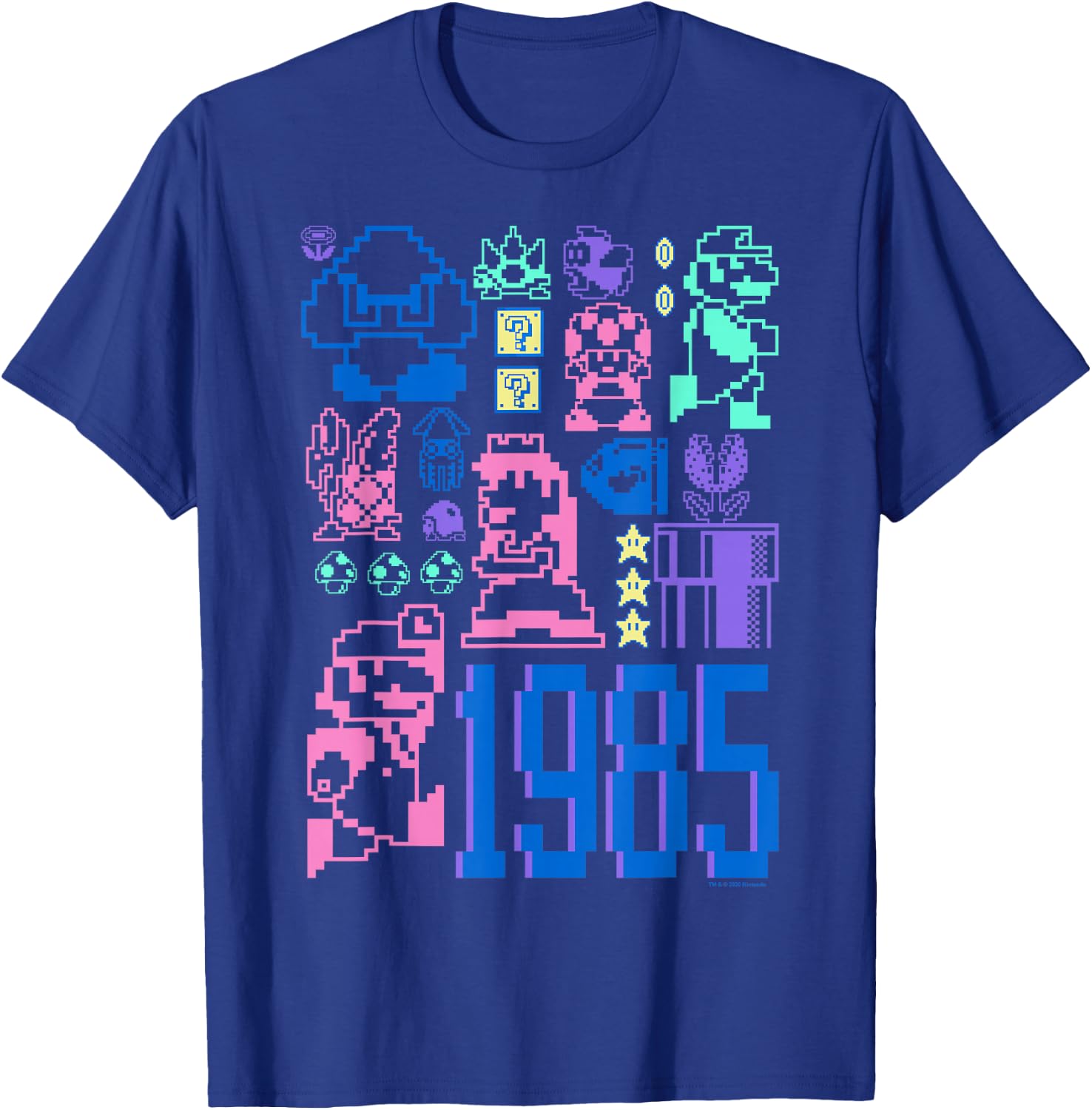 Super Mario Bros 35th Anniversary 1985 Nintendo Pixel Art T-Shirt - T-Shirt | Royal