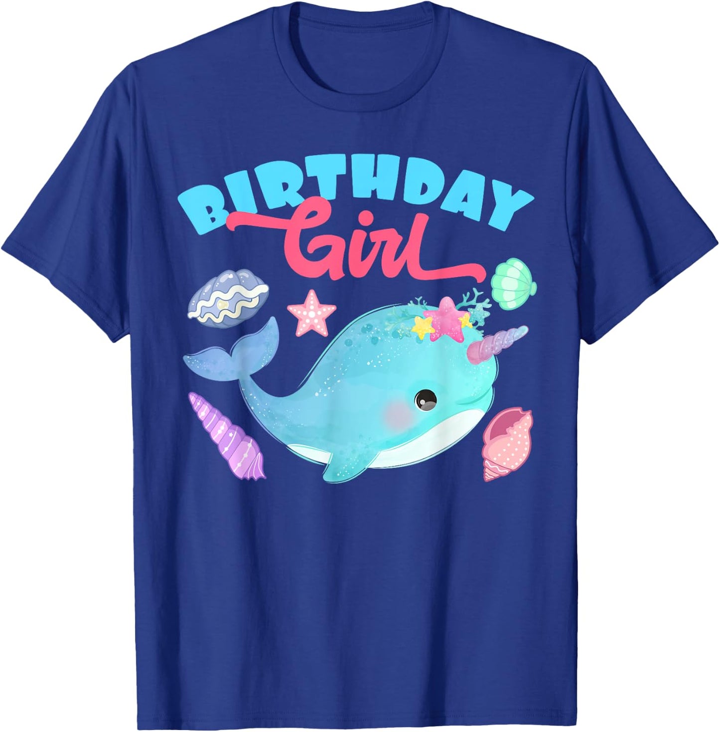 Birthday Girl CAke Candle Narwhale Animals Fish Top Narwhal T-Shirt - T-Shirt | Royal