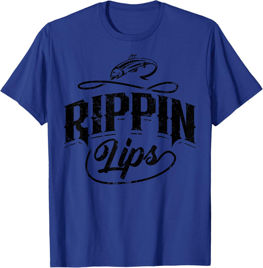 Funny Rippin Lips Bass Pro Fishing Gift Men Women Fishermen T-Shirt - T-Shirt | Royal