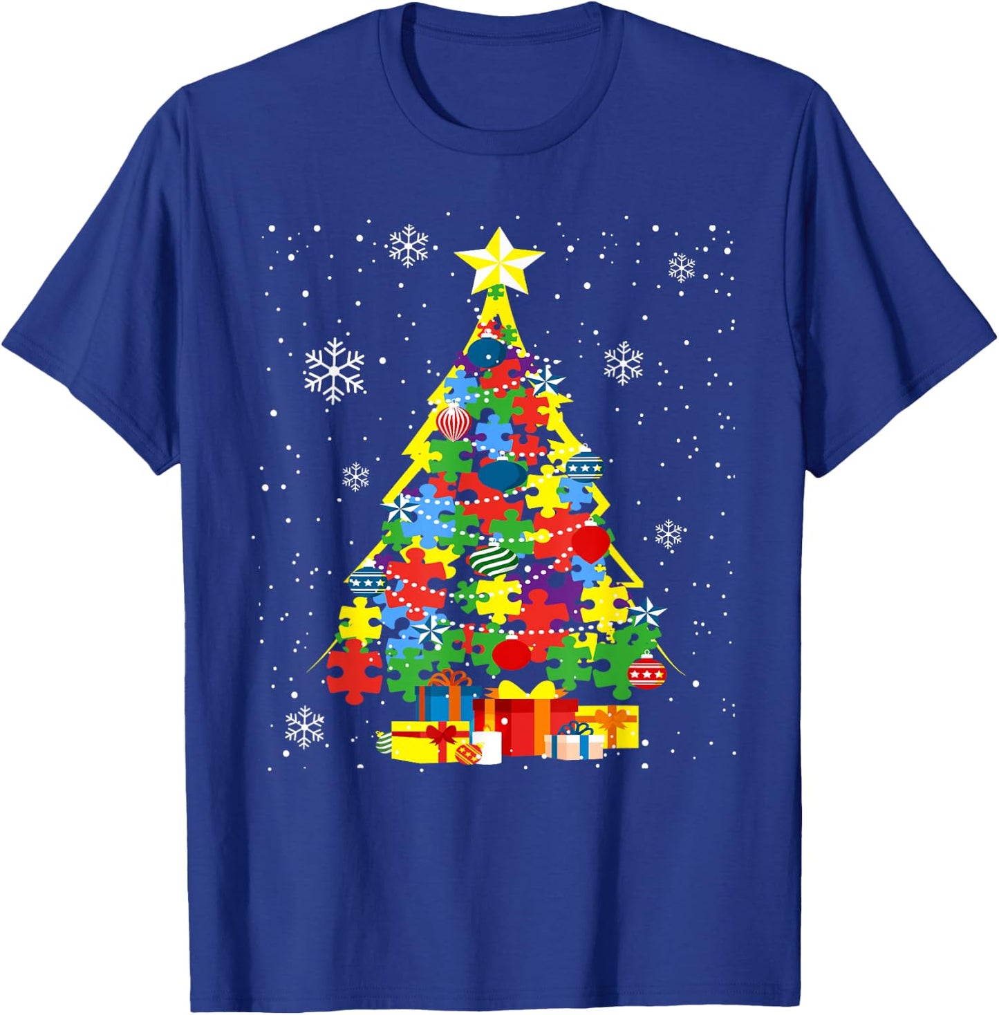 Autism Christmas Tree for Proud Autistic Adults - Black, Small T-Shirt - T-Shirt | Royal