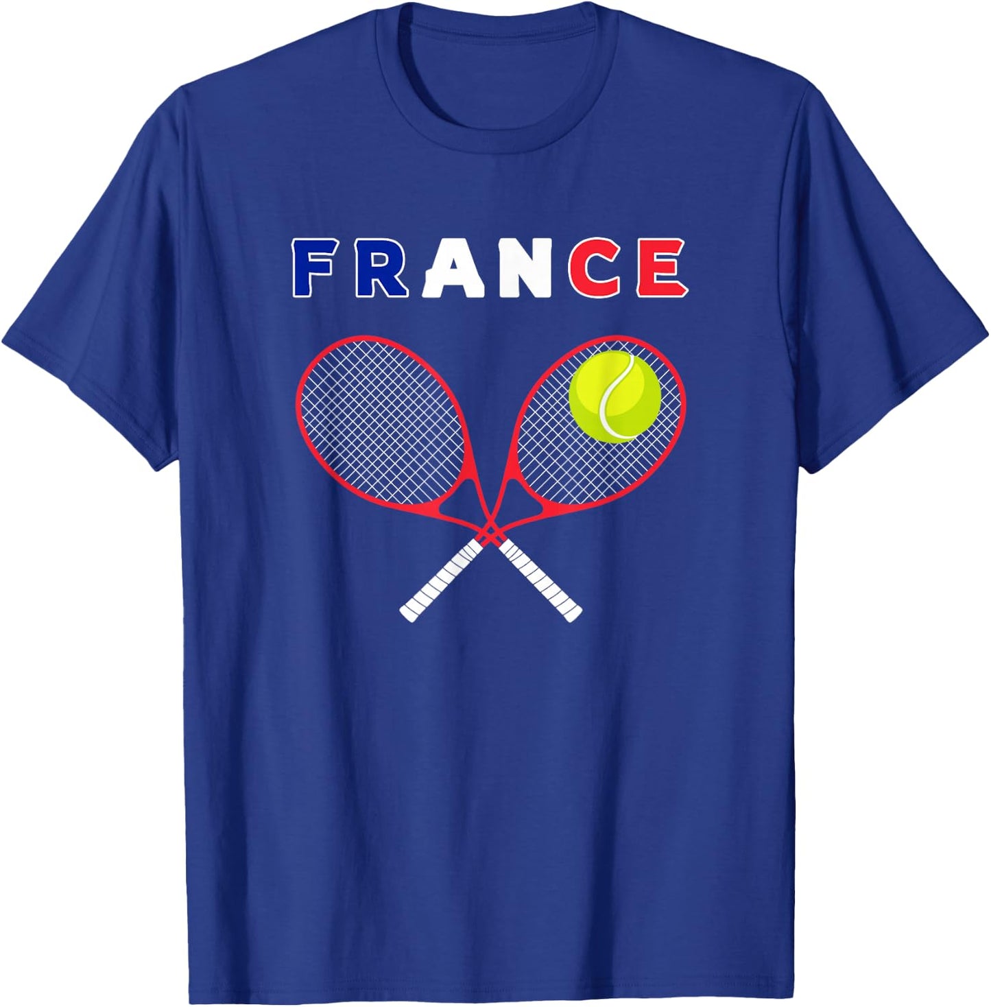 France Flag Tennis Ball Racket - Sports Fans T-Shirt - T-Shirt | Royal