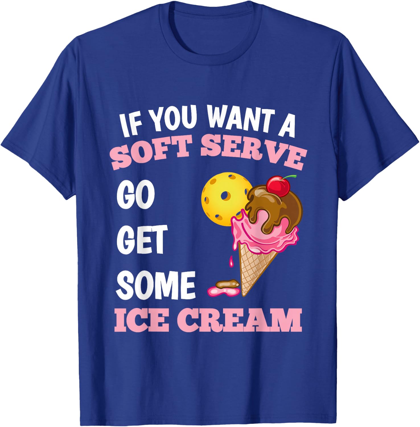 Pickleball Soft Serve Ice Cream Slam Funny Pickleball T-Shirt - T-Shirt | Royal