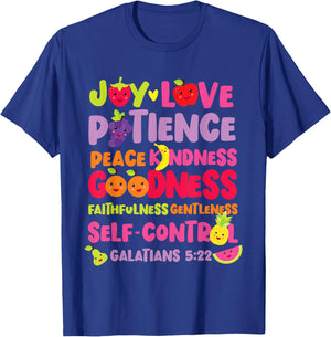Christian Bible Verse Fruit Of The Spirit Galatians 5:22 T-Shirt - T-Shirt | Royal