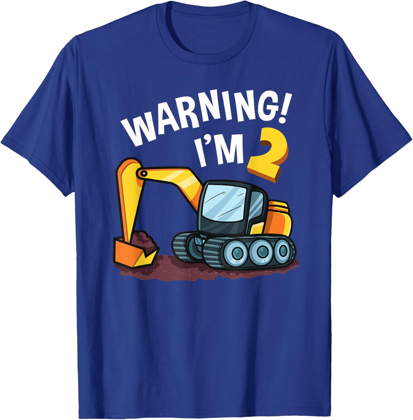 Warning I'm 2 Funny Excavator 2nd Birthday Boy Gift Kids T-Shirt - T-Shirt | Royal