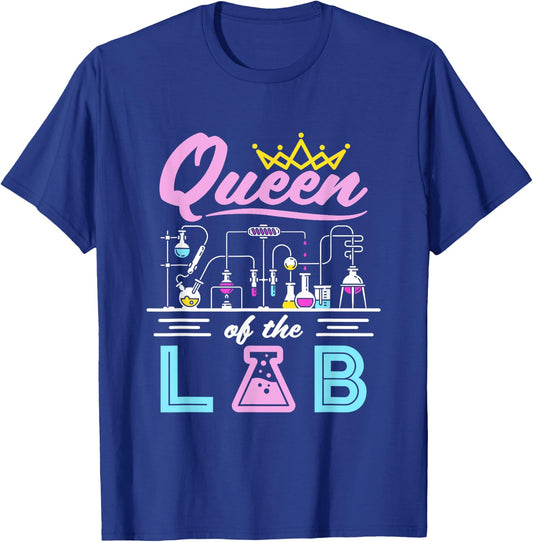 Lab Queen Cute Female Scientist Laboratory Science Women T-Shirt - T-Shirt | Royal