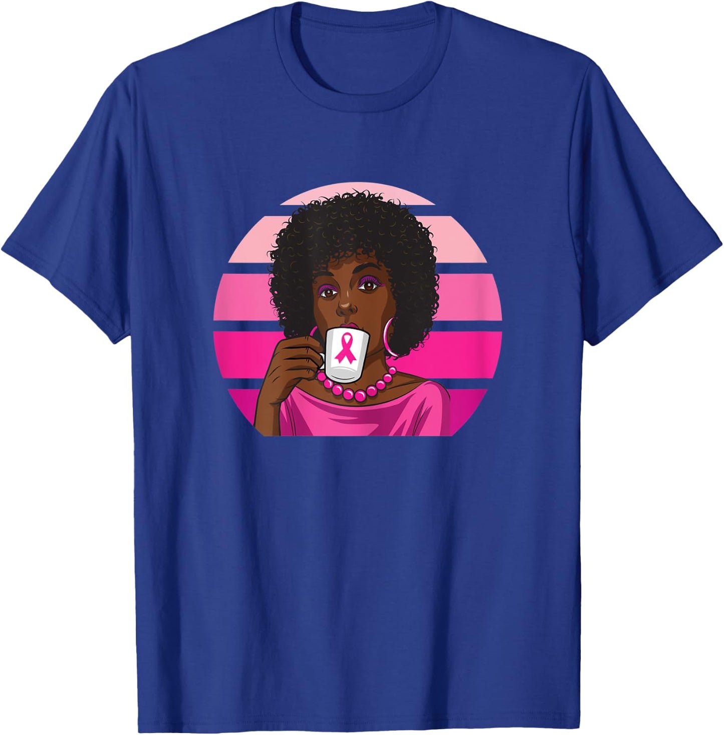 Black Women Breast Cancer Melanin African American Afro T-Shirt - T-Shirt | Royal