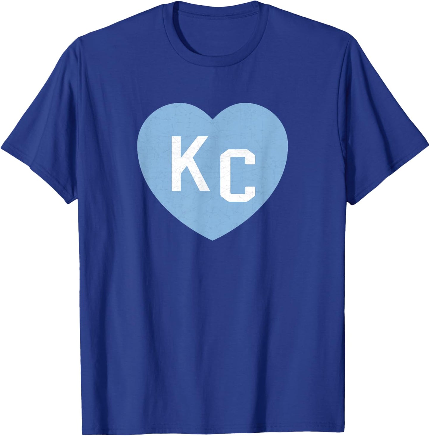 KC Heart 2 Letters KC (Kansas City) KC Love KC Powder Blue T-Shirt - T-Shirt | Royal