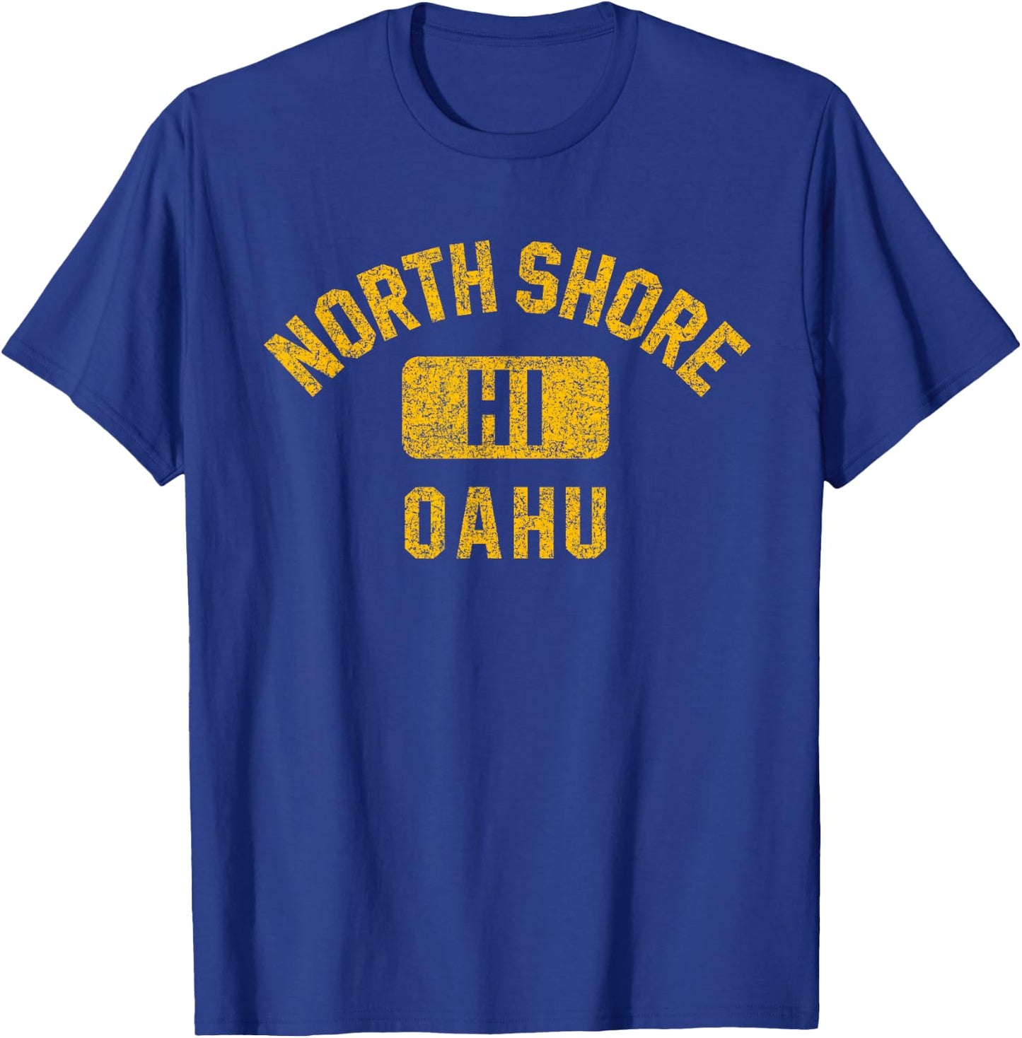 North Shore Oahu Gym Style Distressed Amber Print T-Shirt - T-Shirt | Royal