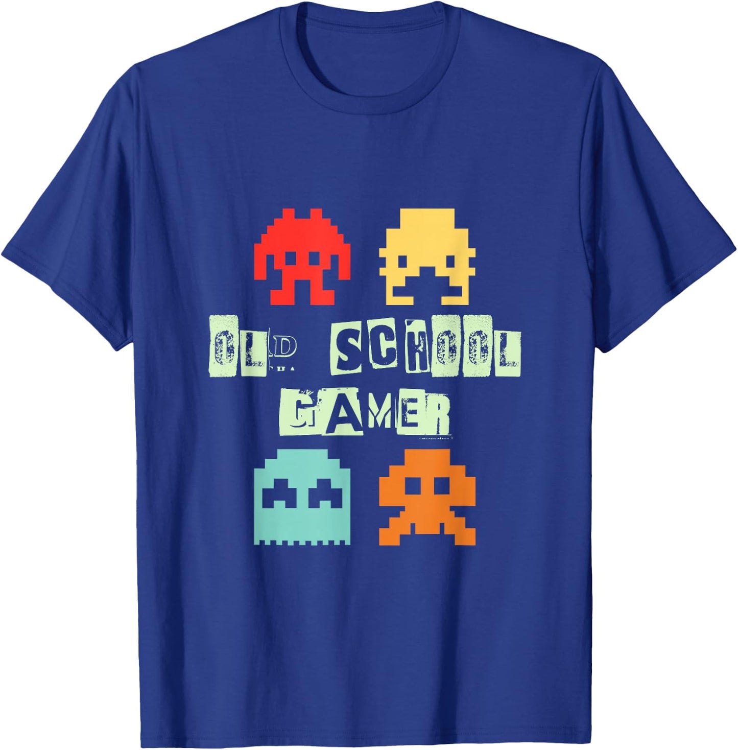 Old Vintage School Gamer - Retro Space Alien Invaders T-Shirt - T-Shirt | Royal
