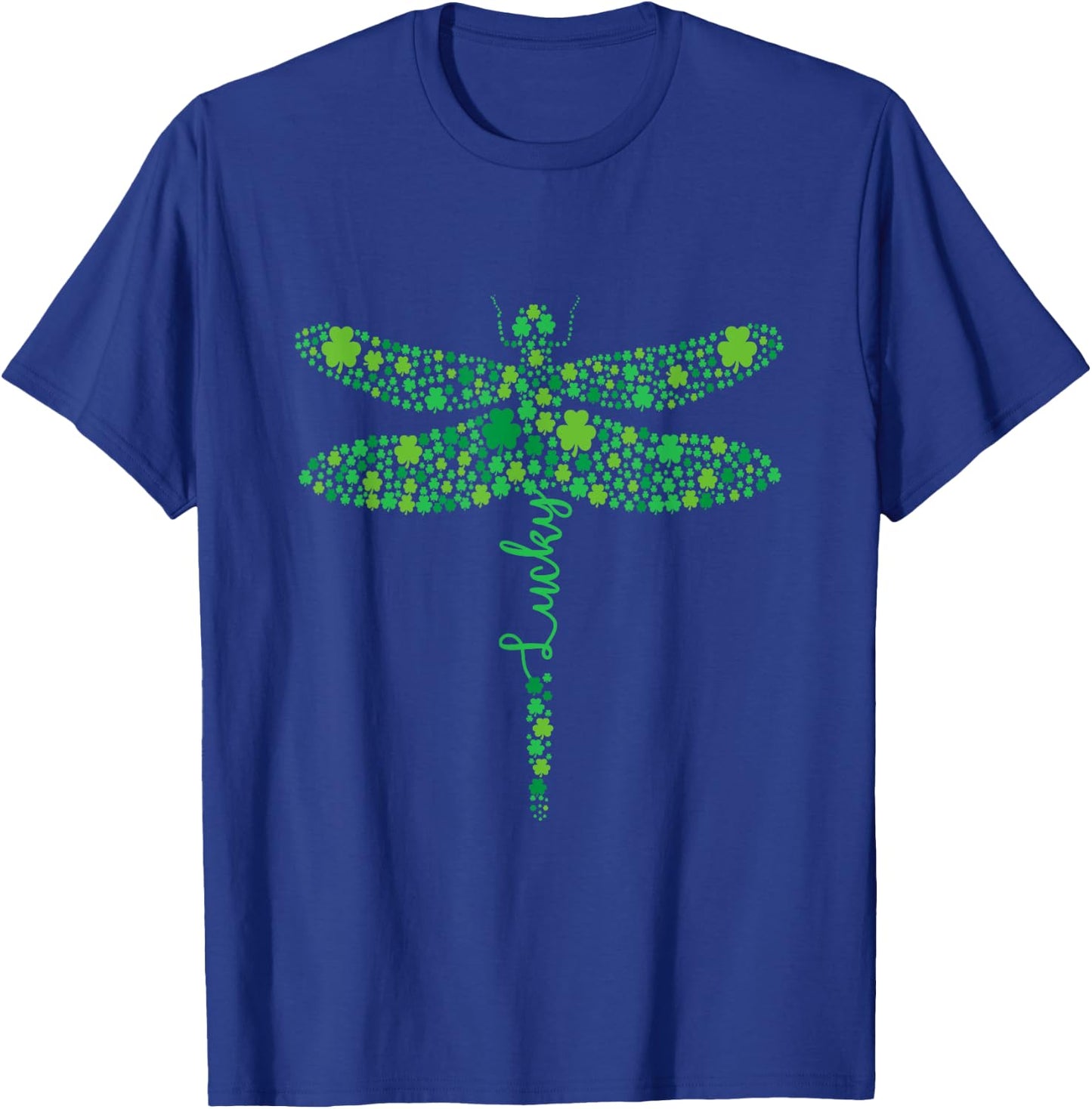 Dragonfly Lucky Shamrock St. Patrick's Day T-Shirt - T-Shirt | Royal