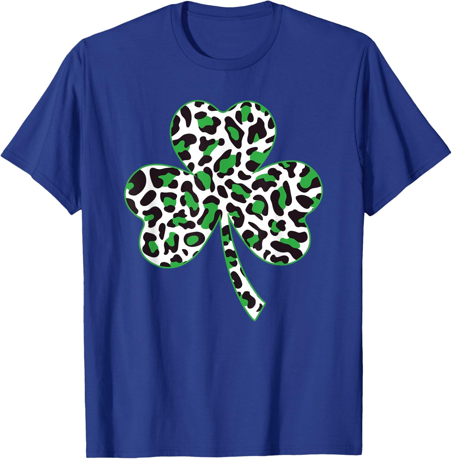 Cute Shamrock Leopard Print St Patricks Day Irish Pattern T-Shirt - T-Shirt | Royal