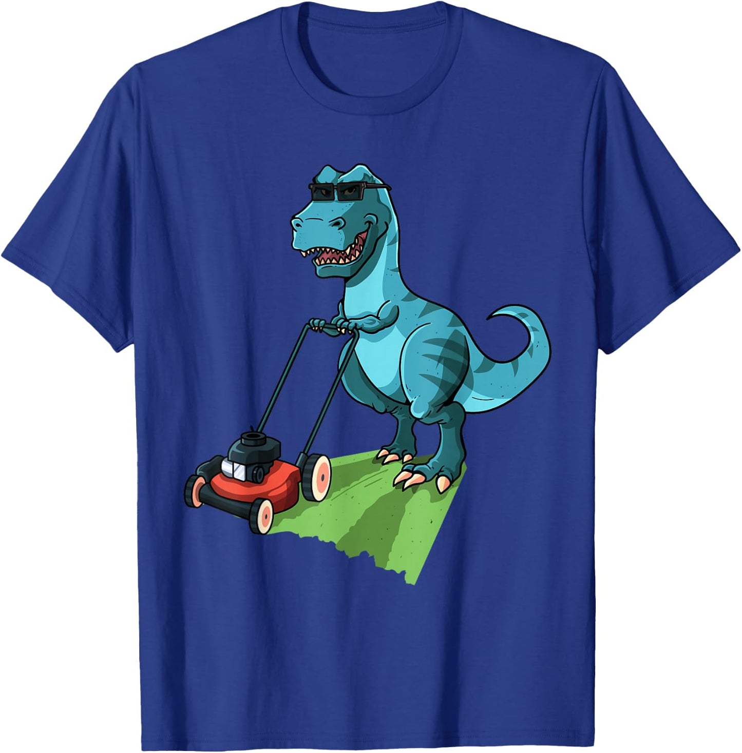 Funny Lawn Mower T-Rex Tractor Mowing Gift Kids Toddler T-Shirt - T-Shirt | Royal