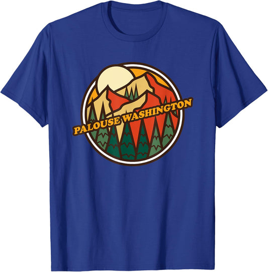 Vintage Palouse, Washington Mountain Hiking Souvenir Print T-Shirt - T-Shirt | Royal