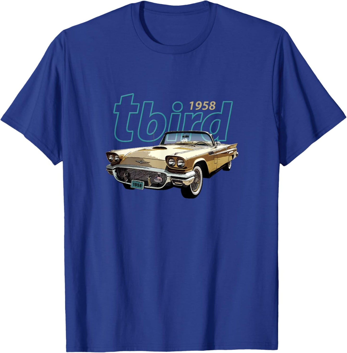 Vintage 1958 Tbird Convertible, Classic American Sports Car T-Shirt - T-Shirt | Royal