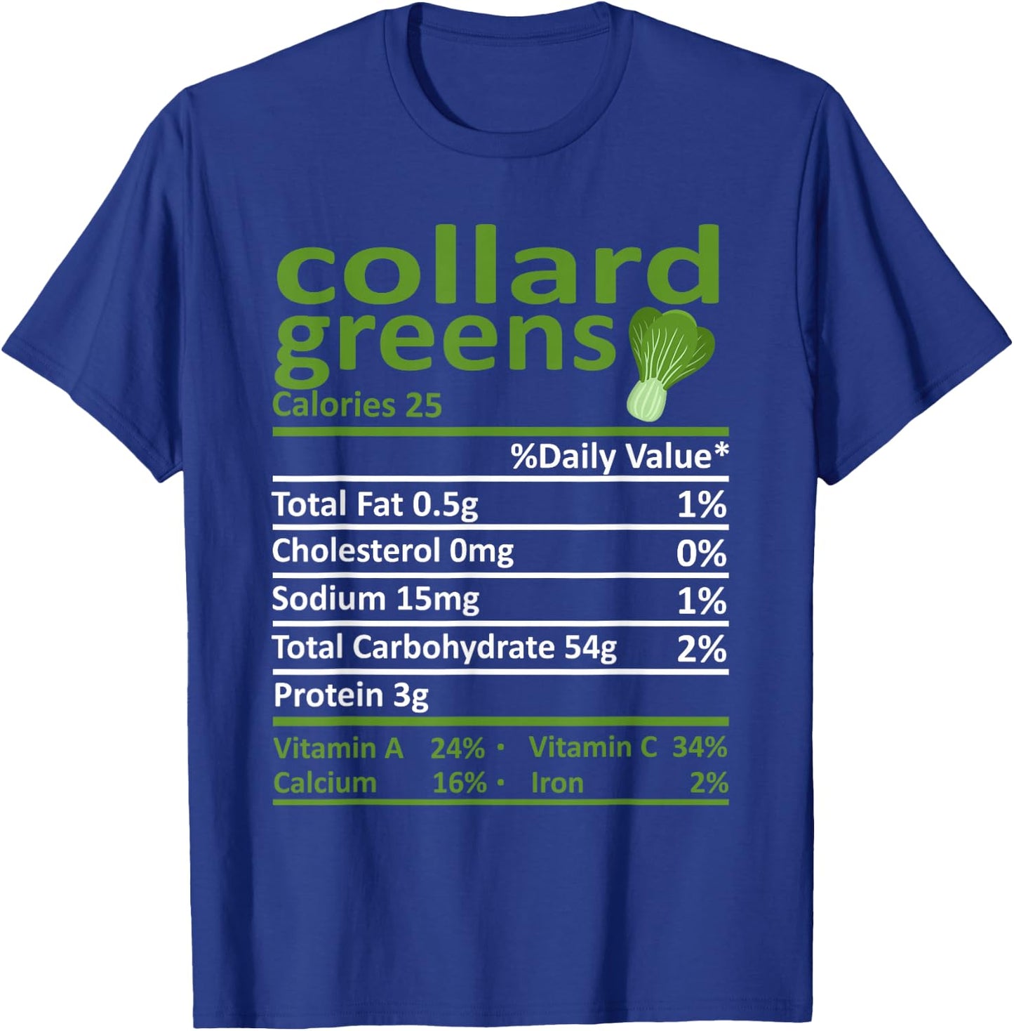 Collard Greens Nutrition Food Thanksgiving Costume Christmas T-Shirt - T-Shirt | Royal