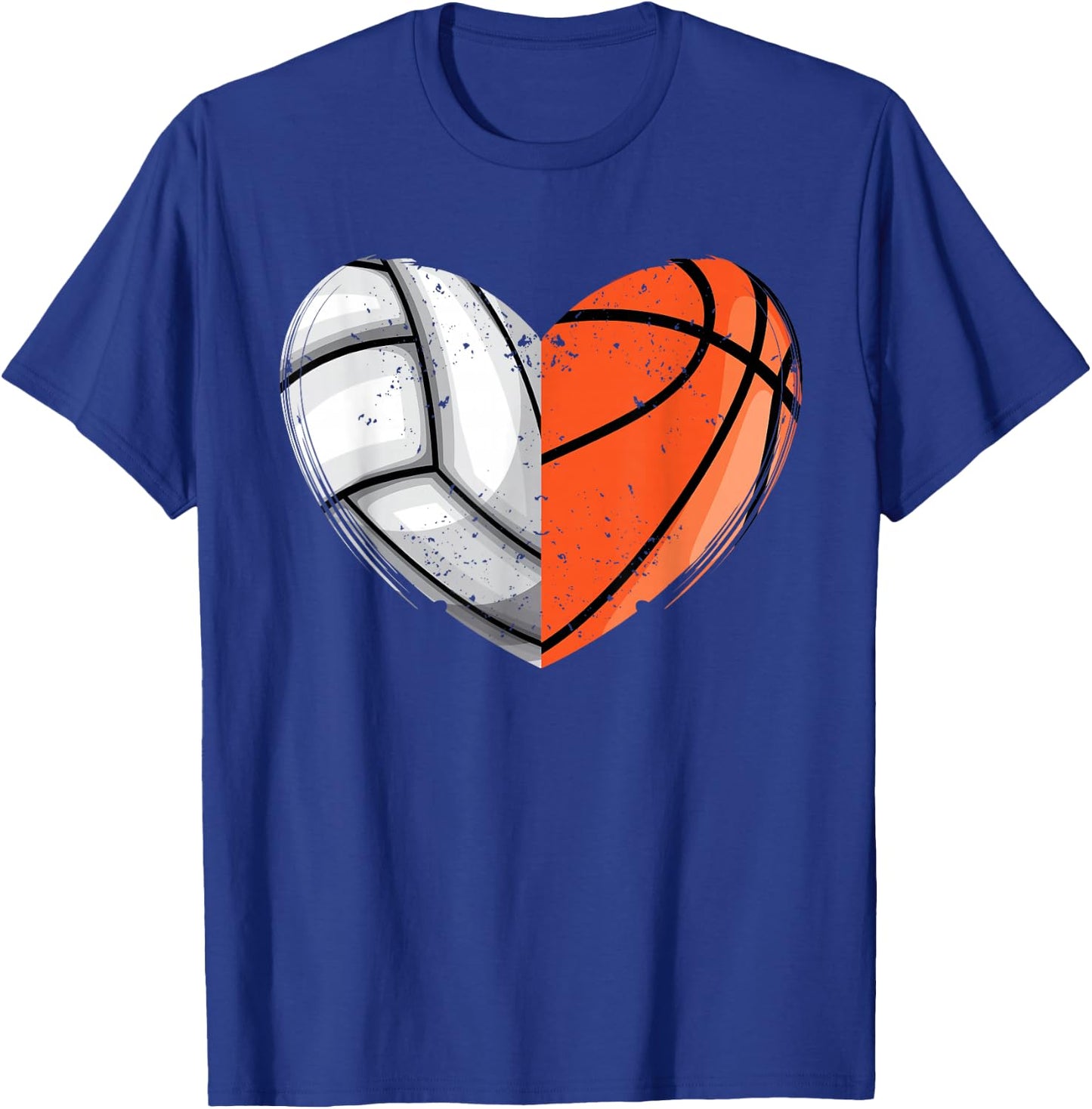 Love Basketball and Volleyball Heart Basketball Lover Sports T-Shirt - T-Shirt | Royal