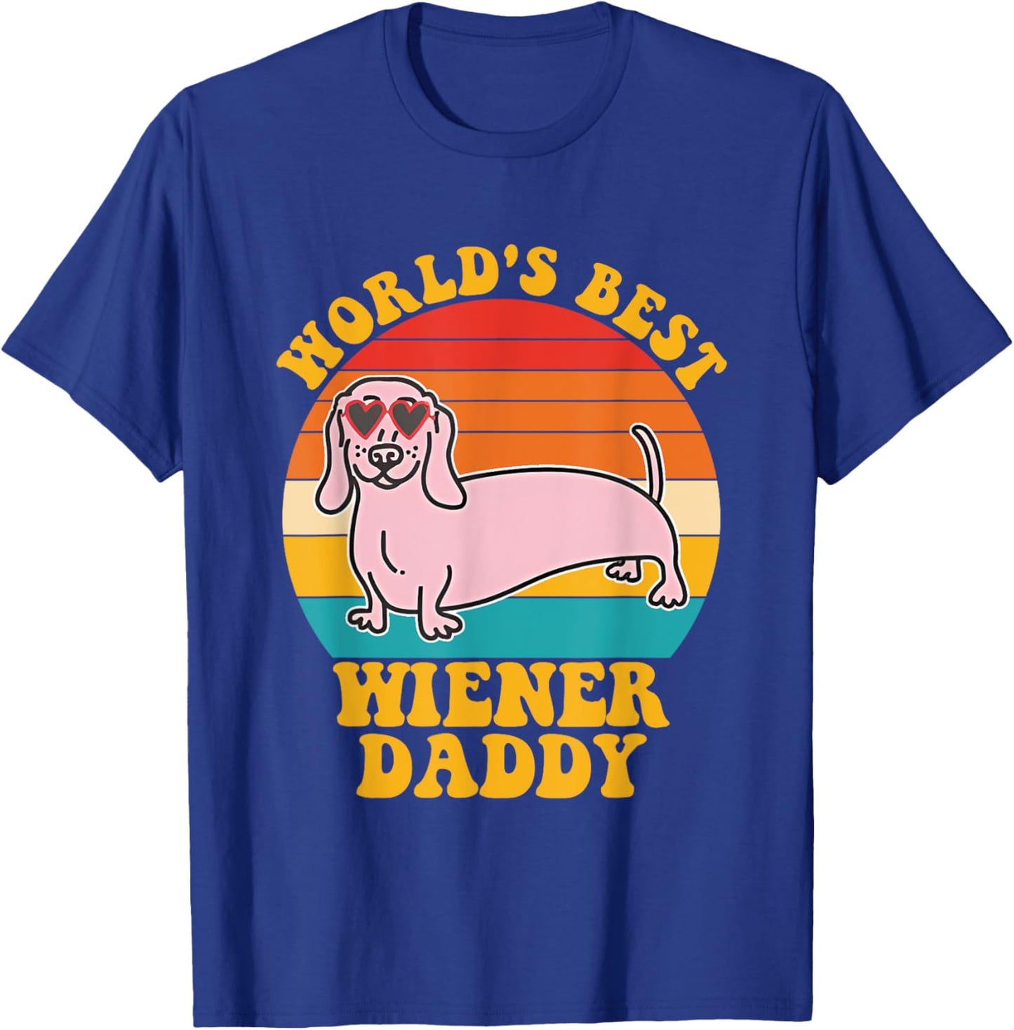 World's Best Wiener Daddy Funny Dog Lover Quote -Adults Black Small U-Neck Short Sleeve T-Shirt - T-Shirt | Royal
