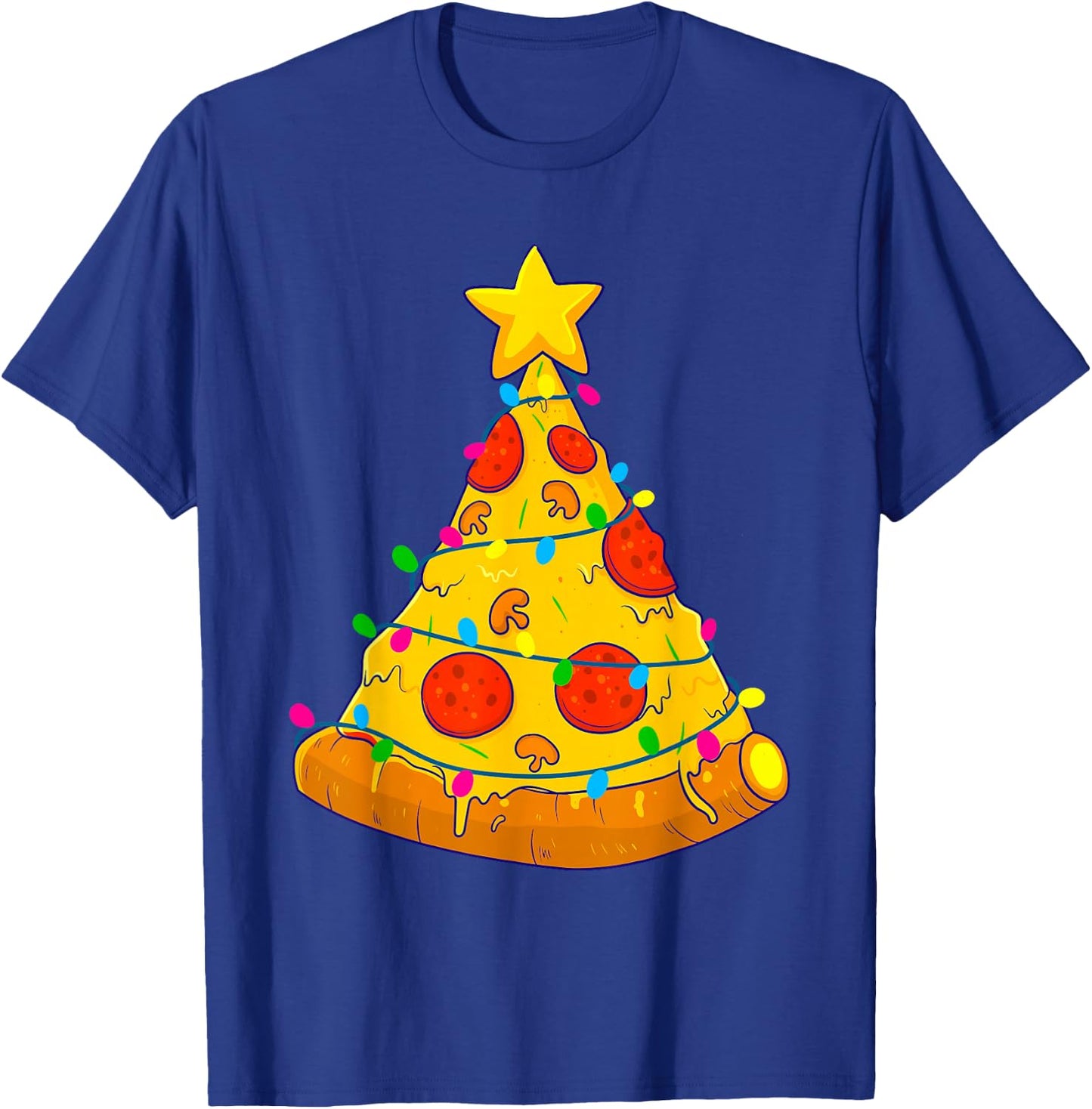 Pizza Christmas Tree Lights Xmas Gamer Gifts Men Kids Boys T-Shirt - T-Shirt | Royal