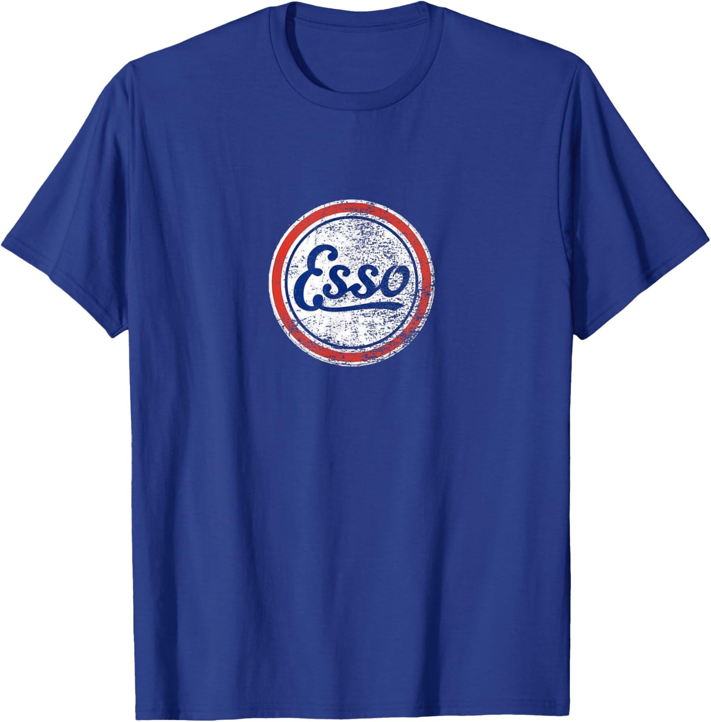Vintage Car ESSO Gas Station and T-Shirt - T-Shirt | Royal