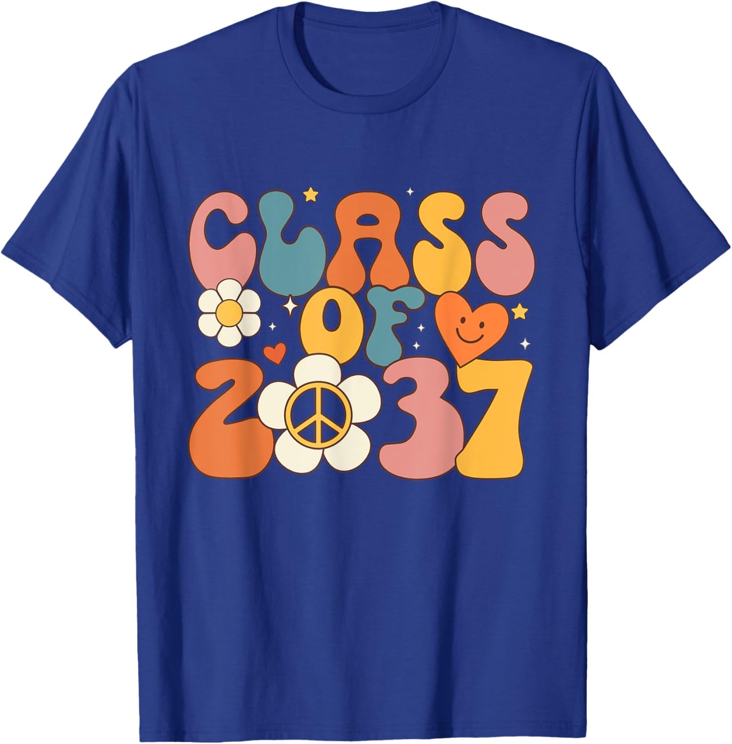 Class of 2037 hippie peace grow me kindergarten to graduate T-Shirt - T-Shirt | Royal