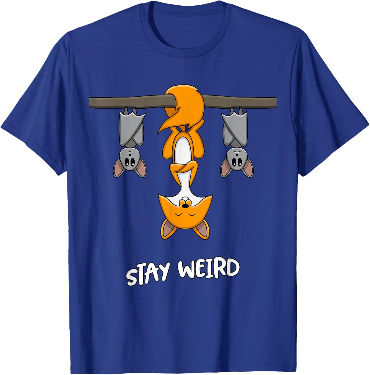 Stay Weird Quote Funny Fox Bats Animal Lovers Emo E-Girl T-Shirt - T-Shirt | Royal