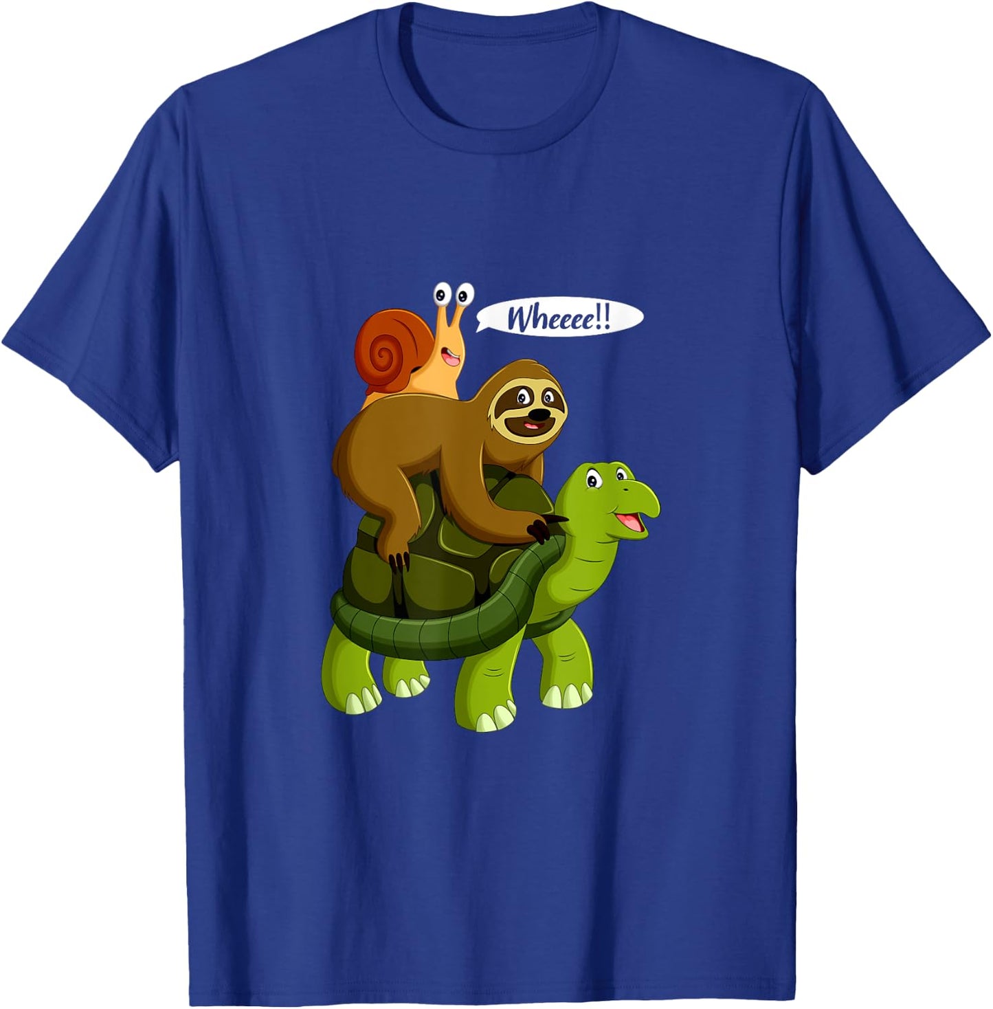 Snail Riding A Turtle Riding A Sloth Whee Funny Sloth T-Shirt - T-Shirt | Royal