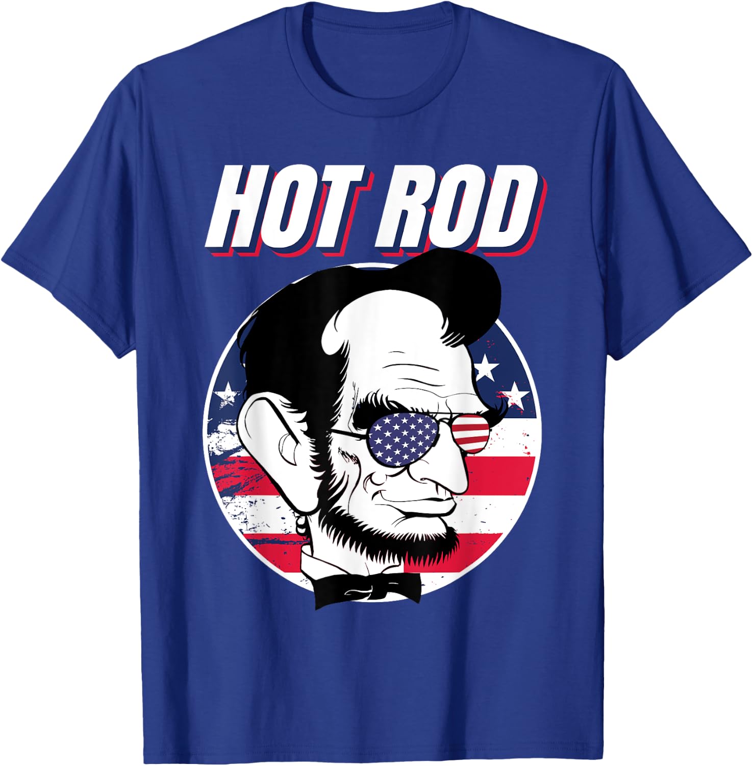 Hot Rod Abraham Lincoln Presidents Day Funny Muscle Car T-Shirt - T-Shirt | Royal