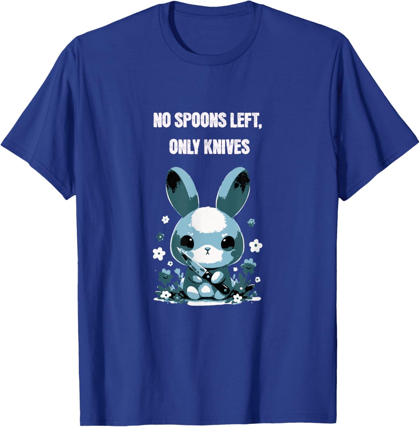 No Spoons Left Chronic Pain Humour Funny Rabbit Cute Spoonie T-Shirt - T-Shirt | Royal