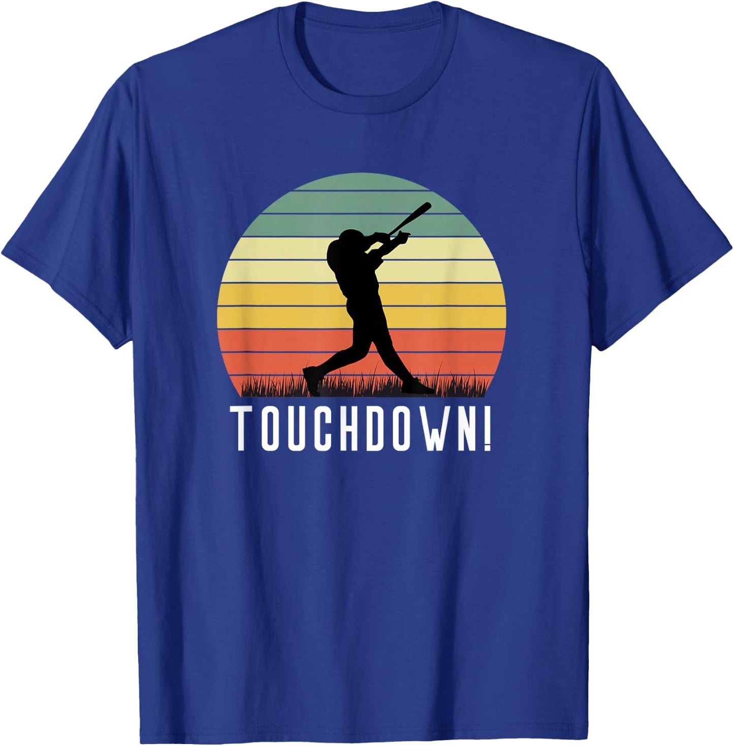 Touchdown Baseball Batter Homerun Player Funny Retro Swing T-Shirt - T-Shirt | Royal