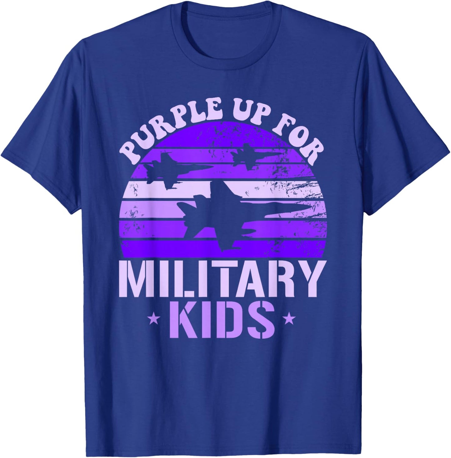Purple Up For Military Kids F-18 Hornet Kids Purple Up T-Shirt - T-Shirt | Royal