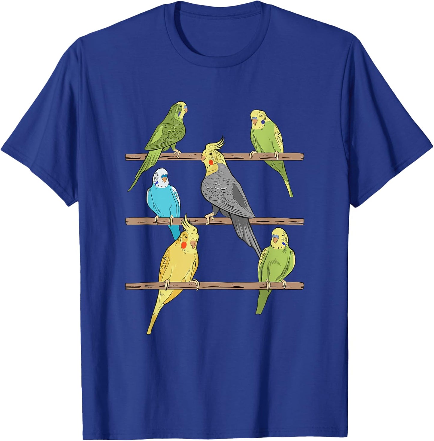 Budgie and Cockatiels on Poles Budgie T-Shirt - T-Shirt | Royal