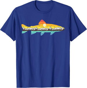 Trout Fly Fishing Outdoor Forest Nature Wildlife Fisherman T-Shirt - T-Shirt | Royal