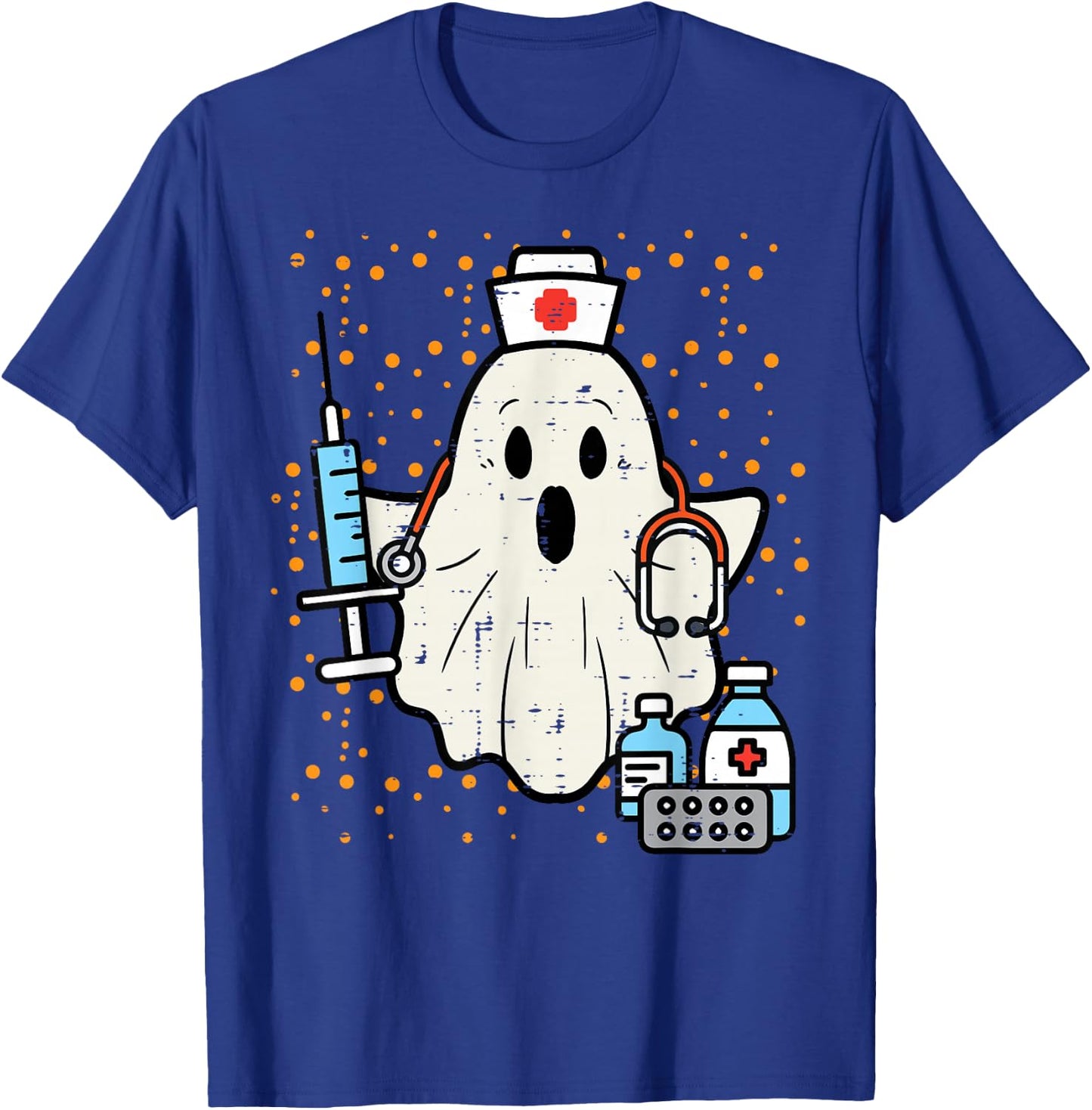 Halloween Nurse Ghost Boo Nursing Scrub Top Costume Women T-Shirt - T-Shirt | Royal