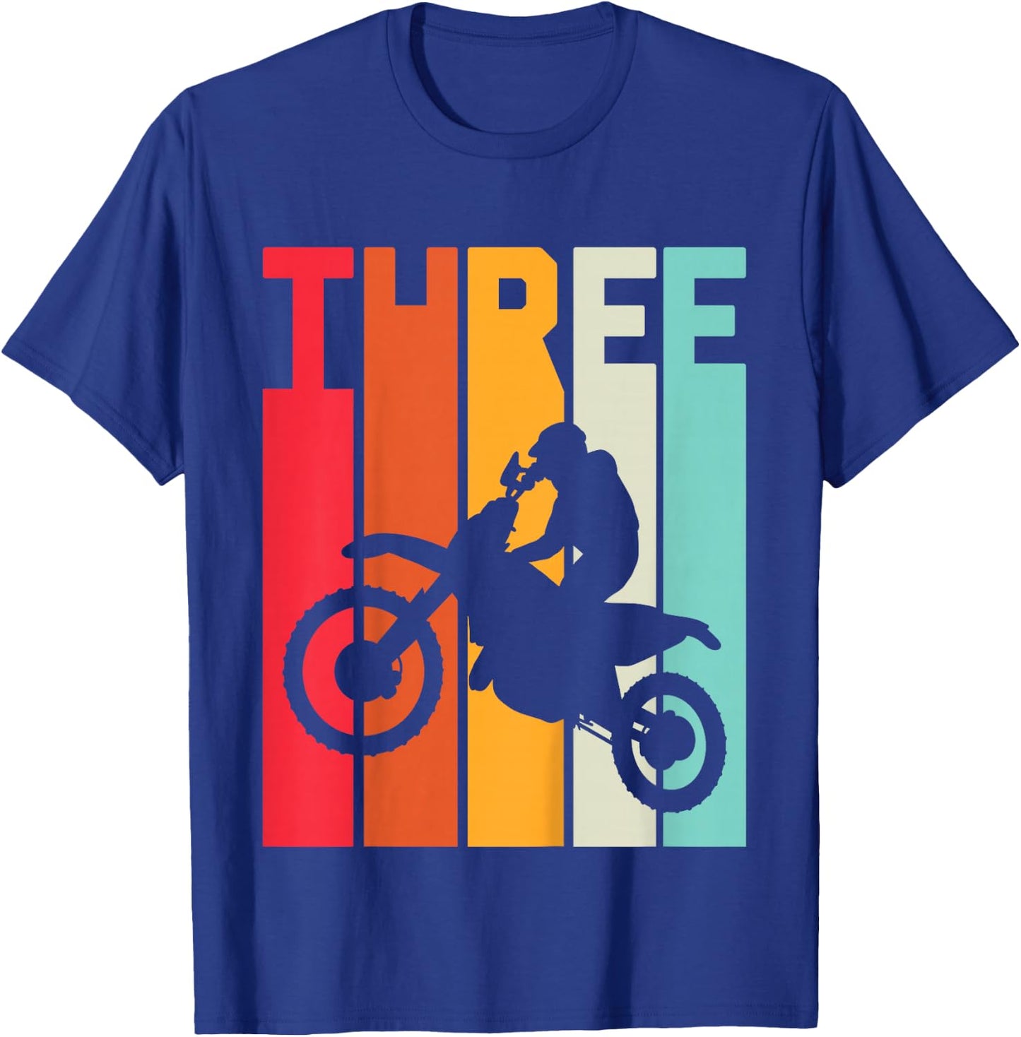 3th Birthday Retro Motocross 3 Years Boys Girl Dirt Bike T-Shirt - T-Shirt | Royal