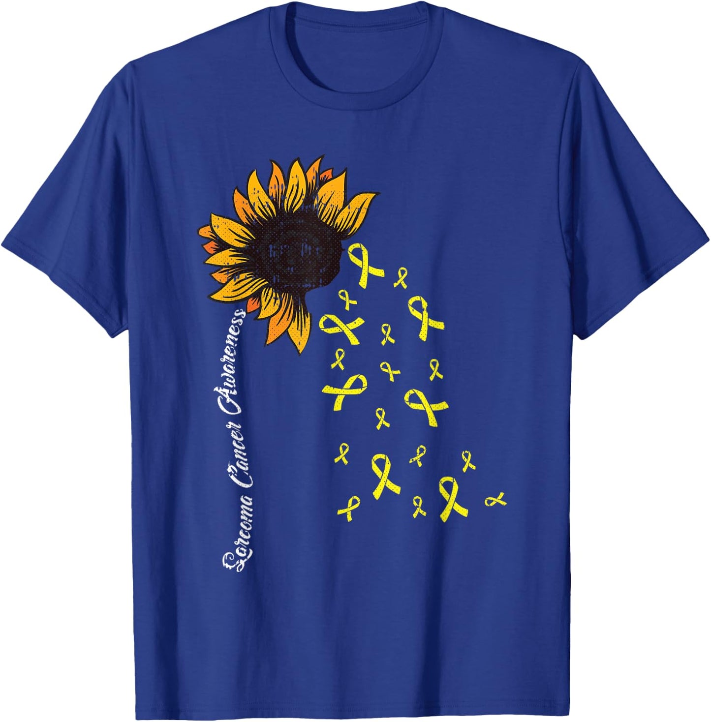 Sarcoma Cancer Awareness Yellow Ribbon Sunflower Warrior T-Shirt - T-Shirt | Royal