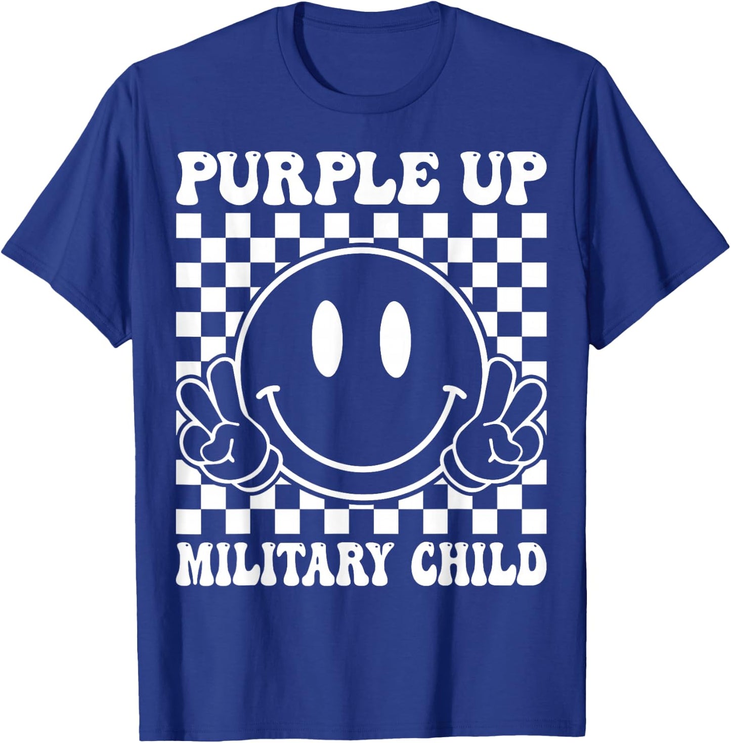 Purple Up for Military Kids Groovy Military Child Month T-Shirt - T-Shirt | Royal
