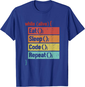 Eat Sleep Code Repeat Full Stack Coder Software Developer T-Shirt - T-Shirt | Royal