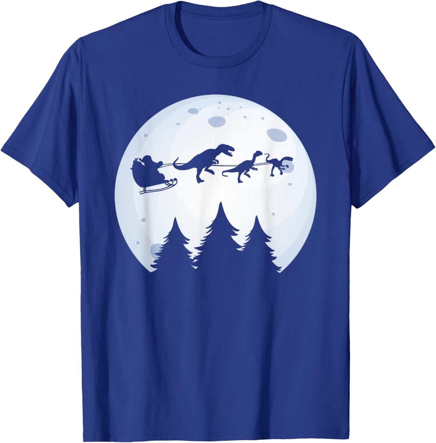 Christmas Dinosaur - Santa Claus Moon & Dinos for Boys T-Shirt - T-Shirt | Royal