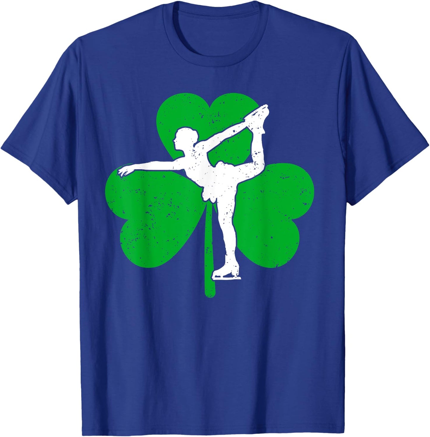 Skater Girl Shamrock Irish Ice Skating St. Patrick's Day T-Shirt - T-Shirt | Royal