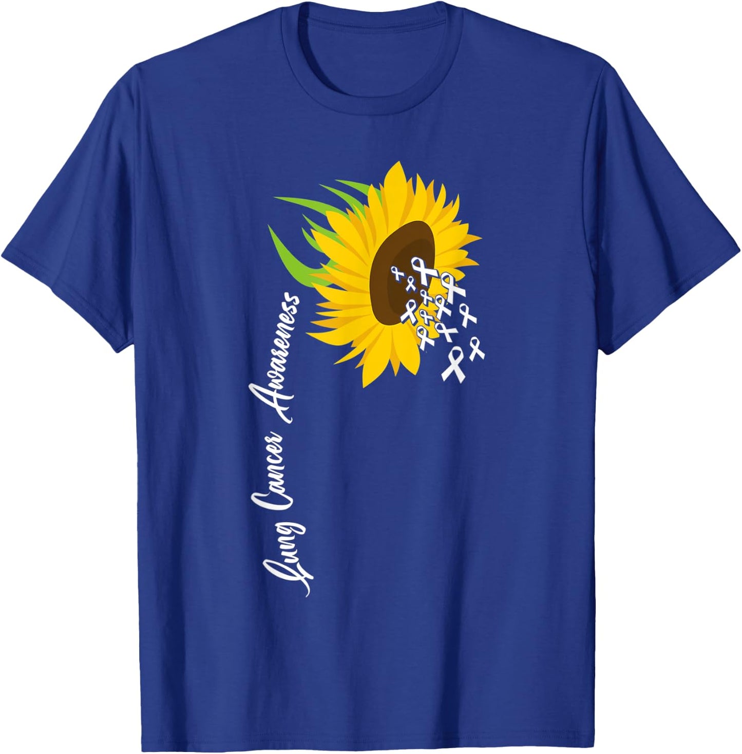 Awesome White Ribbon Support Lung Cancer Awareness T-Shirt - T-Shirt | Royal